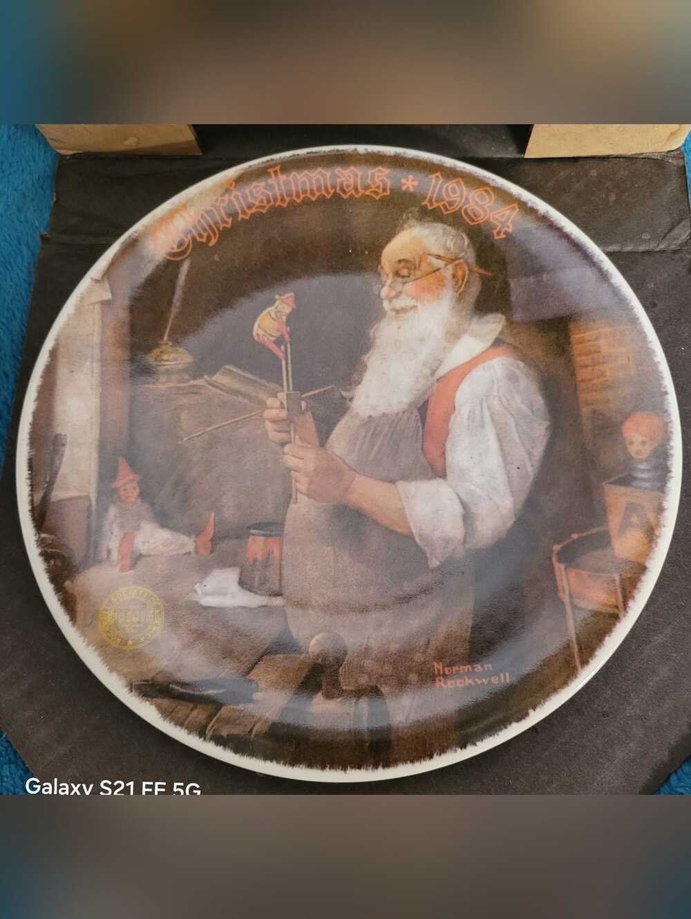 Santa's Workshop By Norman Rockwell Collectible Plate NIB